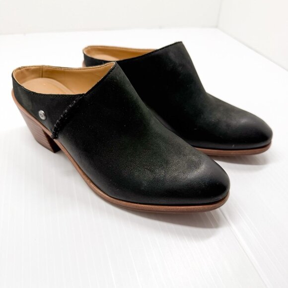 UGG Shoes - UGG Lovisa Leather Mule Clogs Black Slip On Block Heel Comfort US Size 6 Women